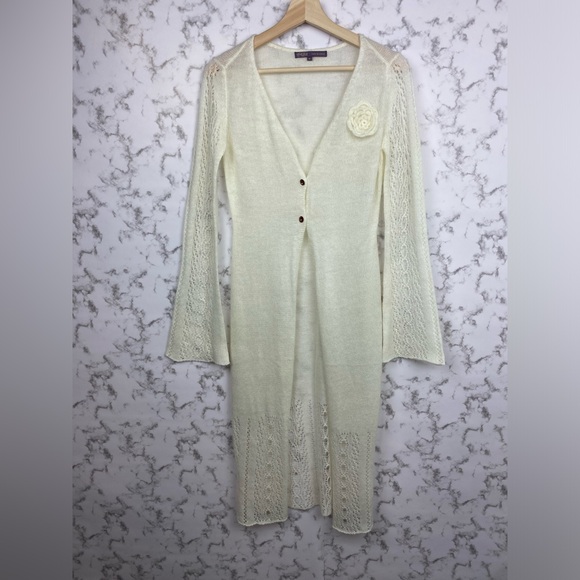 Hale Bob Knit Mohair Cardigan Floral Detail
